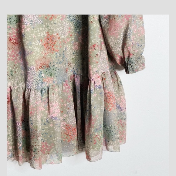 NWT Aritzia Wilfred Tempest Dress Plus Size Sage Multi Long Sleeve Shirred Top - Picture 8 of 16